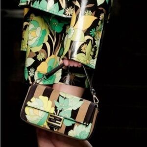 WKEND SALE- NWT FENDI SS20 Floral Nylon Baguette Bag - Full set